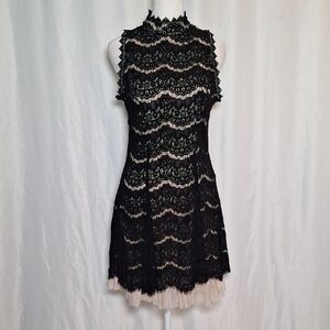 Black Tan Halter Sheath Mini Dress